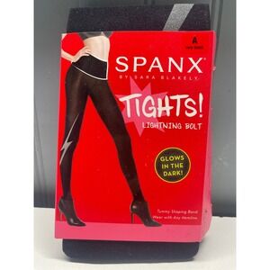 SPANX Tights Lightning Bolt Very Black Glows in the Dark Tummy Shaping Size A